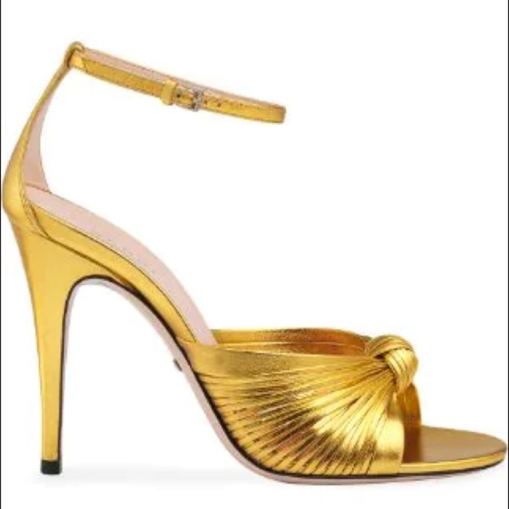 Authentic Gucci women leather metallic gold